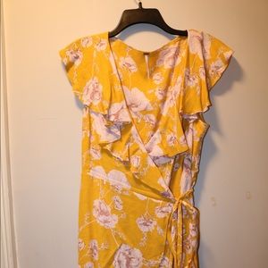 yellow floral mini dress